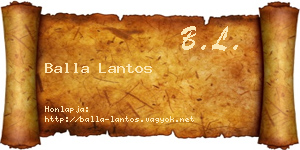 Balla Lantos névjegykártya
